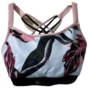 Ted Baker London Fit To A T Strap Back FloralBlue Pink Sports Bra Crop Top sz S
